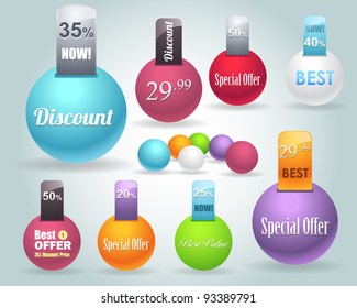 Set of colorful vector Icon Banner Shape
