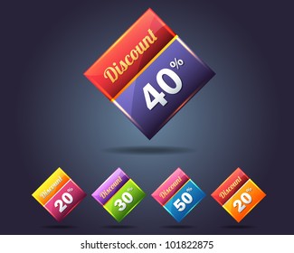 Set of colorful vector Icon Discount Concept