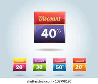 Set of colorful vector Icon Discount Concept