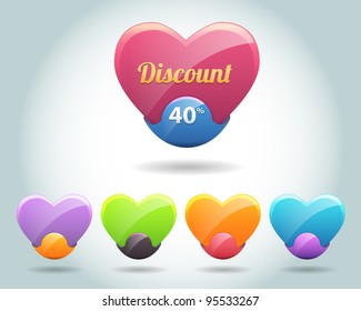 Set of colorful vector Icon Heart Ball