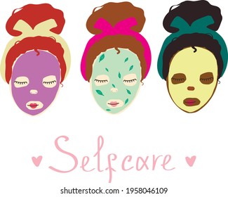 set of colorful vector icons about selfcare