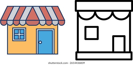 Set of colorful vector icons featuring urban buildings, shops, malls, cafes, hospitals, and more. Perfect for city design, real estate, and architecture projects. Fully editable and scalable.