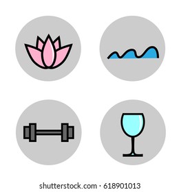 set of colorful vector icons for hotel, wellness, swimming pool, fitness,bar isolated on white background