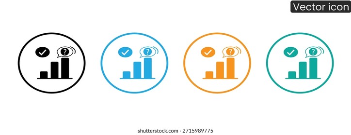 Conjunto de iconos vectoriales coloridos que representan el análisis de datos comerciales y estadísticas en un estilo moderno y vibrante