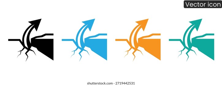 Conjunto de iconos vectoriales coloridos que representan el crecimiento y el progreso del negocio