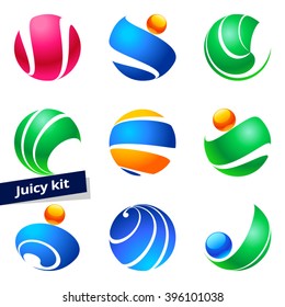 Set of colorful vector icons for Selling, Business, Technology, Communication, Media, Beauty, Fashion, Ecology, Medicine and Touristic activity