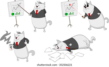 Set of colorful vector illustrations of business cats with suits.