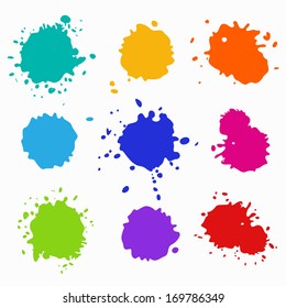 set of colorful vector ink spots