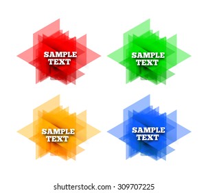 Set of colorful vector labels. Triangle background