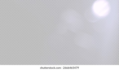 Conjunto de lentes de Vector de colores y destellos de luz con efectos transparentes. Efecto de reflexión de deslumbramiento de fuga de cristal iridiscente. Luces ópticas del arco iris, resplandor, fuga, superposición de la raya. Vector