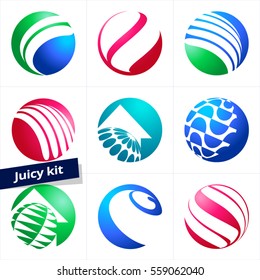 Set of colorful vector logotype for Business, Technology, Communication, Media, Beauty, Fashion, Ecology and Medicine activity