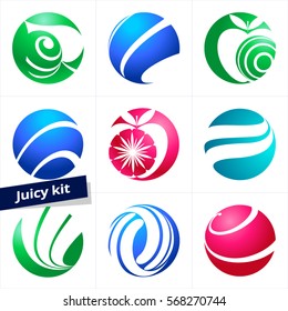 Set of colorful vector logotype for Business, Technology, Communication, Media, Beauty, Fashion, Ecology and Medicine activity