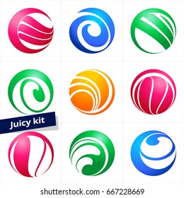 Set of colorful vector logotype for Business, Technology, Communication, Media, Beauty, Fashion, Ecology and Medicine activity