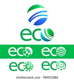 Set of colorful vector logotype for Ecology, Pharmacy, Medicine activity. Eco Logo Design.