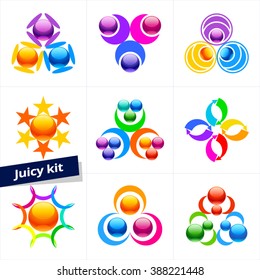 Set of colorful vector logotype for Selling, Business, Technology, Communication, Media, Beauty and Fashion
