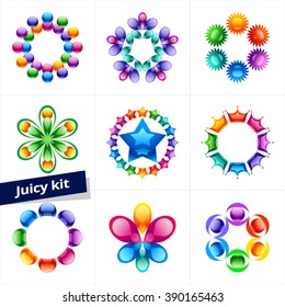 Set of colorful vector logotype for Selling, Business, Technology, Communication, Media, Beauty, Fashion and Ecology activity