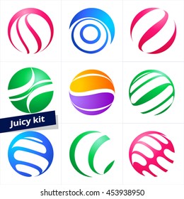 Set of colorful vector logotype for Selling, Business, Media, Beauty, Fashion, Ecology and Medicine