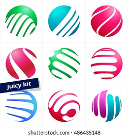 Set of colorful vector logotype for Selling, Business, Technology, Communication, Media, Beauty, Fashion, Ecology and Medicine activity