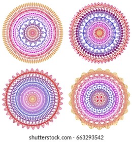 Set of colorful vector mandalas