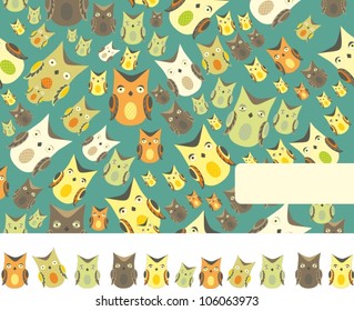 Set with colorful vector owls 