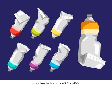 Set of colorful vector paint tubes