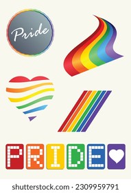 Set of colorful vector pride month illustrations