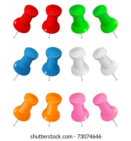 Set of colorful vector push pins