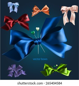 set of colorful vector ribbon bows