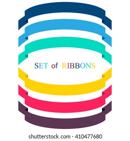 A set of colorful vector ribbons in the style of flat for graphic and web design.