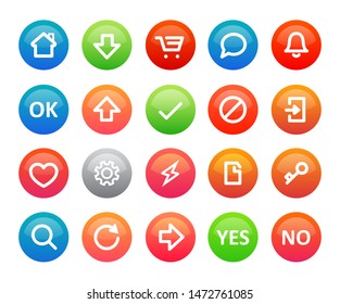 A set of colorful vector round icons for a internet shop or mobile app. Web design for business site menu on white background.