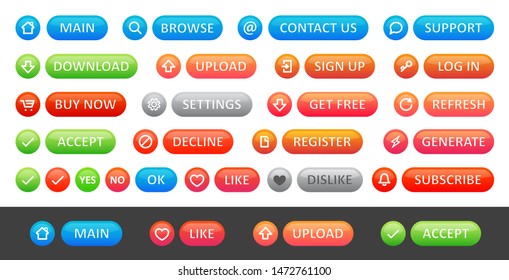 A set of colorful vector round icons and buttons for a internet shop and mobile app. Web design for business site menu on white and black color.