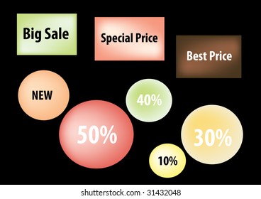 Set of colorful vector sale labels.