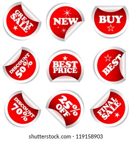 Set of colorful vector sale stickers and labels. Vector illustration.