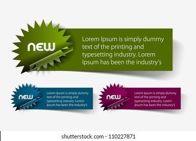 Set of colorful vector sample label, template design.