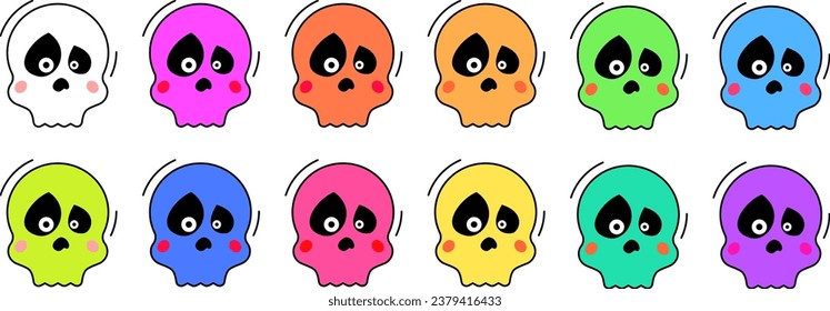 set of colorful vector skulls for Halloween