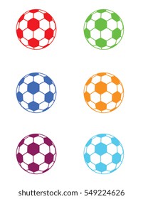 A set of colorful vector soccer balls