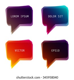 Set of colorful vector speech bubble banners