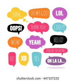 Set of colorful vector speech and thought bubbles