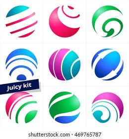 Set of colorful vector sphere logos.