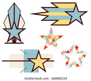 Set of colorful vector stars 