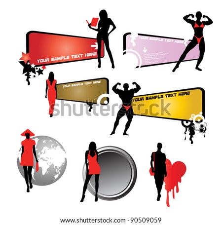 Set of colorful vector stickers