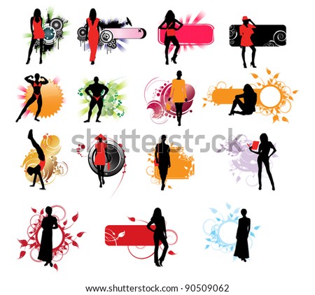 Set of colorful vector stickers