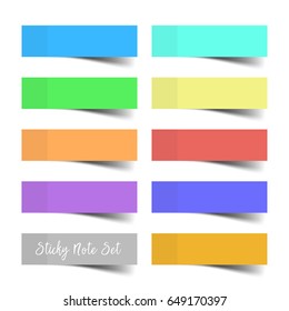 Set of colorful vector sticky notes with shadows