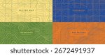 Set of colorful vector topography backgrounds with contour map lines. Geometric landscape illustration for posters, covers, adventure, hiking, travel design, and modern abstract patterns.