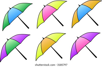 Set of colorful Vector Umbrellas