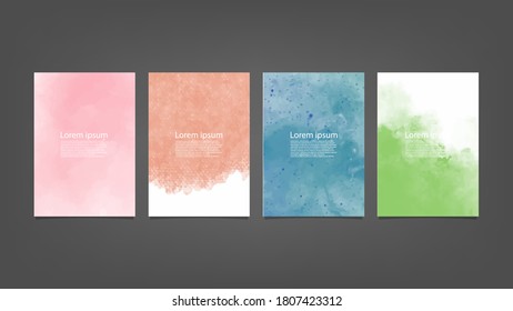 Set of colorful vector watercolor backgrounds for poster, brochure or flyer, Bundle of watercolor posters, flyers or cards. Banner template.