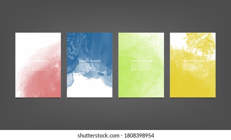 Set of colorful vector watercolor backgrounds for poster, brochure or flyer, Bundle of watercolor posters, flyers or cards. Banner template.