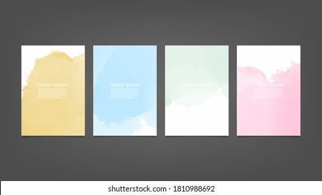 Set of colorful vector watercolor backgrounds for poster, brochure or flyer, Bundle of watercolor posters, flyers or cards. Banner template.