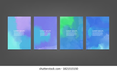 Set of colorful vector watercolor backgrounds for poster, brochure or flyer, Bundle of watercolor posters, flyers or cards. Banner template.