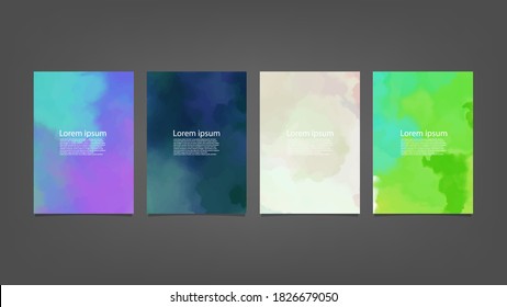 Set of colorful vector watercolor backgrounds for poster, brochure or flyer, Bundle of watercolor posters, flyers or cards. Banner template.